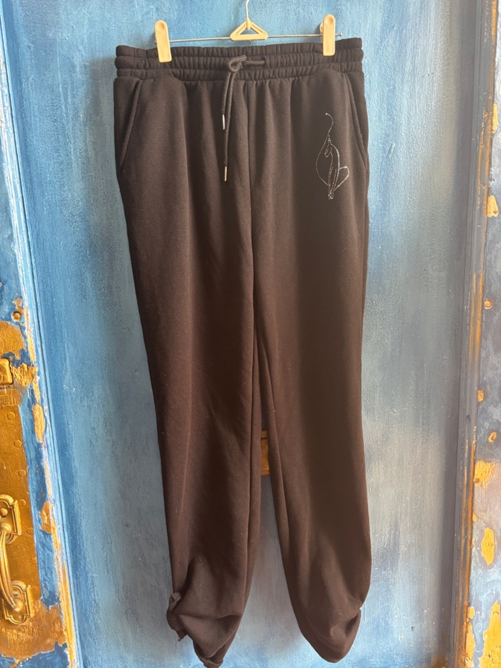 Baby Phat Black Men’s Jogger Sweatpants with Embroidered Logo
